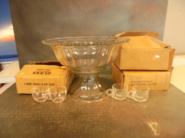 Vintage Punch Bowl and Cups