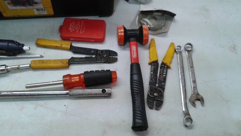 lot 26 image: Black Tool Box With Tools and Hardware