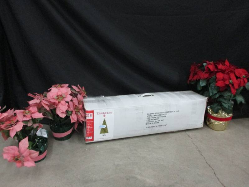 lot 67 image: 6 12 ft Christmas Tree and 3 Poinsettias