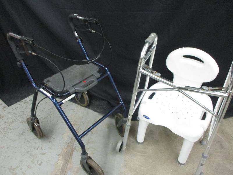 lot 97 image: 2 walkers and a shower chair