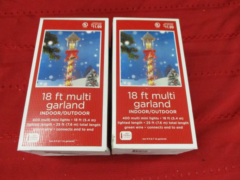 lot 147 image: 2 sets of 18 ft multi garland lights unopened