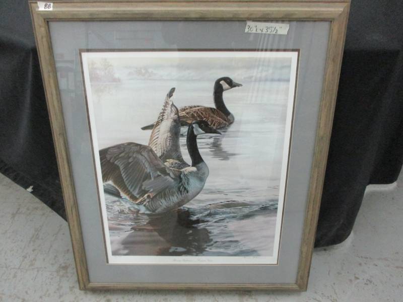 lot 54 image: Print Morning Reflections Canadian Geese Marian Anderson # 475750 30X35 12