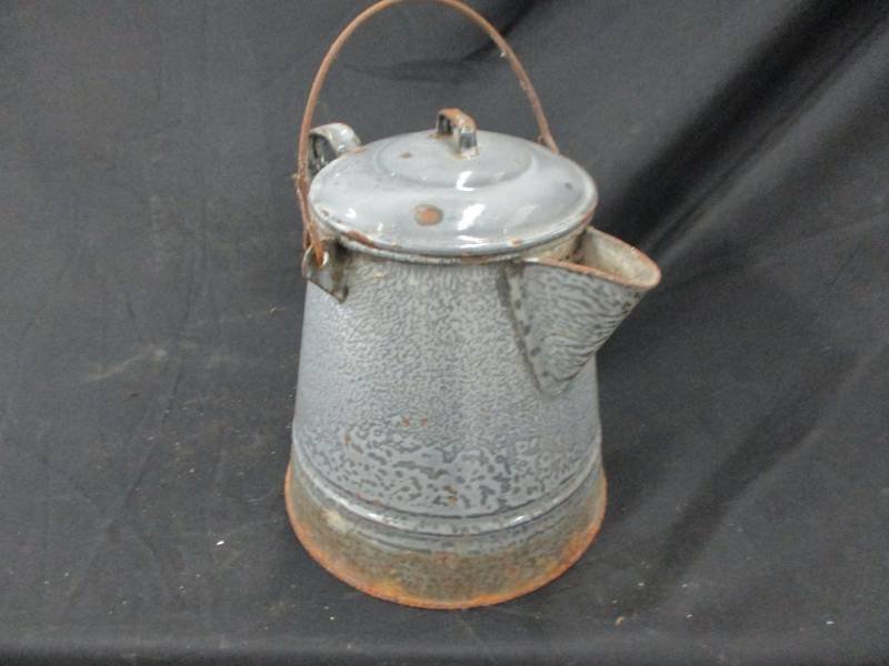 lot 69 image: Large Enamel Coffee Pot
