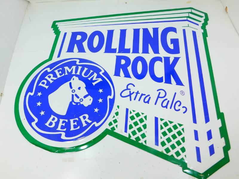 lot 9 image: Rolling Rock Extra Pale Premium Beer Metal Sign