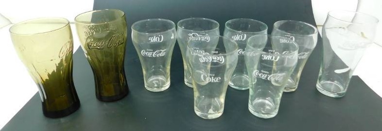 lot 18 image: Nine Coca Cola Glasses