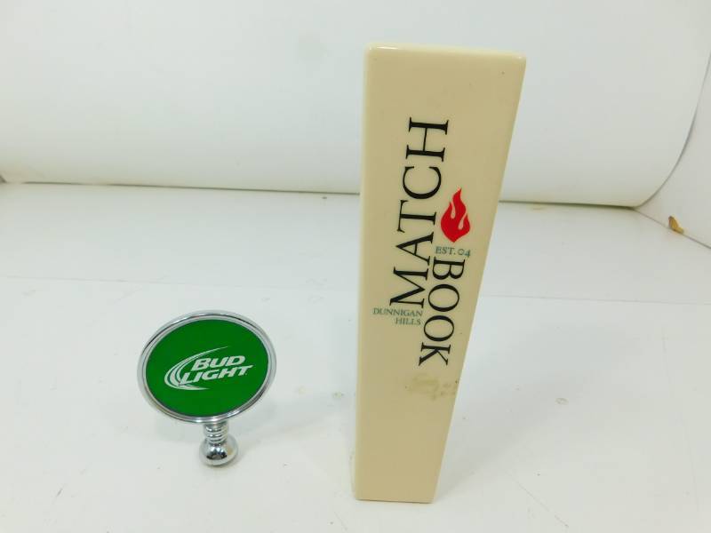 lot 26 image: Bud Light Beer Tap Handle & Match Book Dunningan Hills Beer Tap Handle