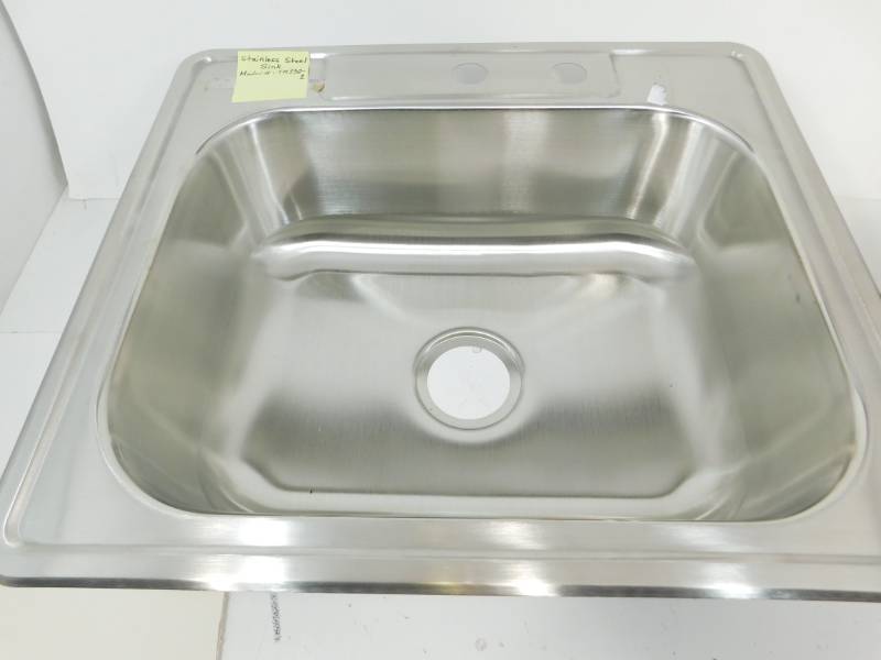 lot 101 image: New Stainless Steel  25 Single Basin Top Mount Kitchen Sink
