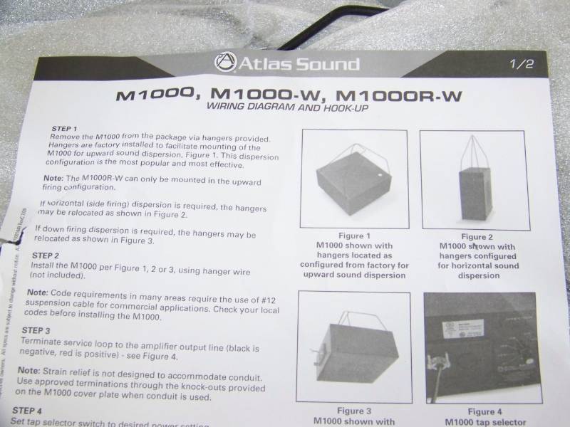 lot 31 image: (2) Atlas Sound, M1000, 8, Hanging Speakers  Loudspeakers - NEW