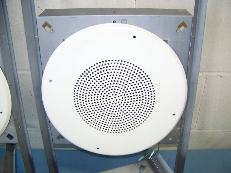 lot 30 image: (6) Quam, Professional Series, In-Ceiling Speakers  Loudspeakers with Speaker Grilles, Transformers and Ceiling Tile Brackets