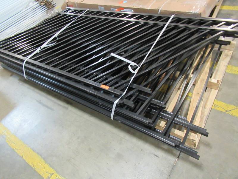 lot 105 image: 9 Panels of Tuffbuilt Natural Reflections Standard-Duty 5 ft. H x 6 ft. W Black Aluminum Pre-Assembled Fence Panel