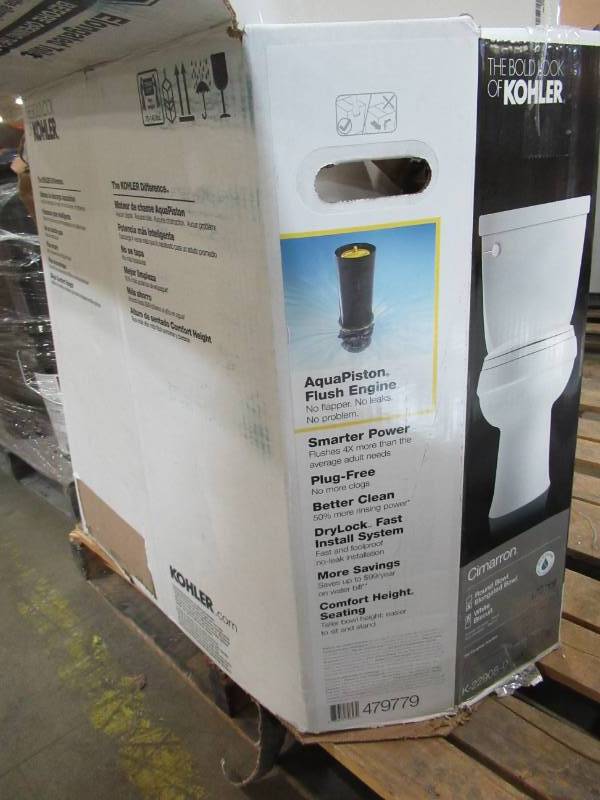 lot 40 image: KOHLER Cimarron White WaterSense Labeled Elongated Chair Height 2-piece Toilet 12-in Rough-In Size 98977-0