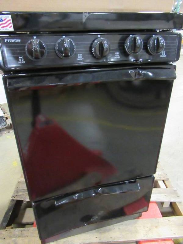 lot 68 image: Premier 20 in. 2.42 cu. ft. Battery Spark Ignition Gas Range in Black - DAMAGED
