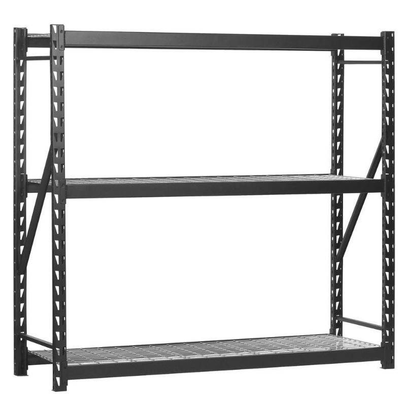 lot 20 image: Edsal 72 in. H x 77 in. W x 24 in. D 3-Wire Shelf Steel Storage Rack in Black 7224PRBWWD3