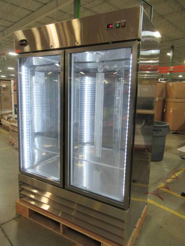 lot 2 image: SABA 54 in. W 47 cu. ft. Two Glass Door Display Commercial Reach In Upright Refrigerator in Stainless Steel
