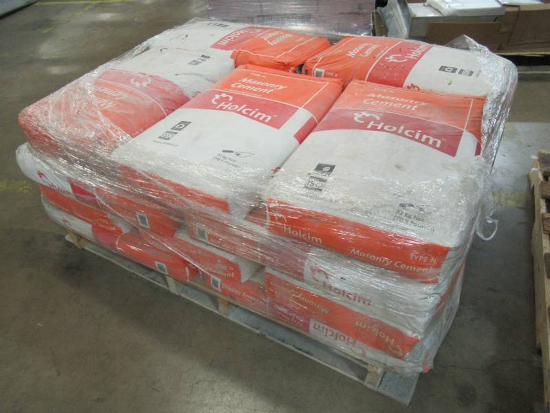 lot 65 image: Pallet of 20 bags 70.5 lbs Holcim Masonary Type N Cement