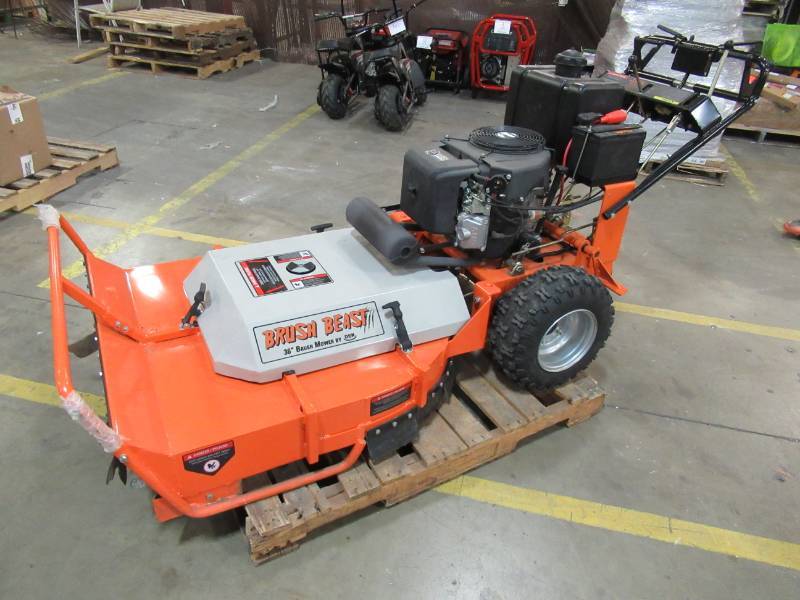 lot 3 image: Brush Beast 36 in. 22 HP Subaru Commercial Duty Dual Hydro Brush Power Type in Gas, Electric Start Gas Commercial Walk Behind Mower - USED