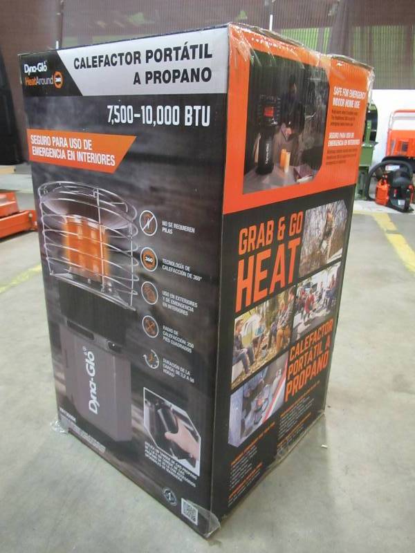 lot 67 image: NEW - Dyna-Glo 10K BTU HeatAround 360 Portable Propane Heater in Black, Model HA1360BK