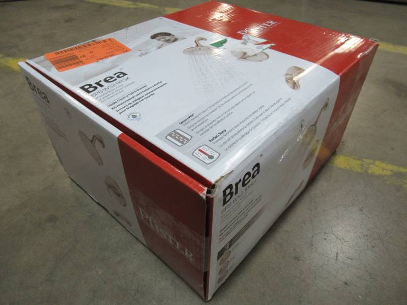 lot 88 image: NEW IN BOX - Pfister Brea Single-Handle 3-Spray Tub and Shower Faucet in Brushed Nickel with Waterfall Spout (Valve Included) 8P8-WS2-BRSK