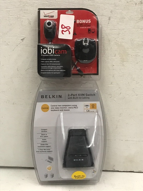 lot 38 image: Verizon USB Camera Set & Belkin KVM Switch