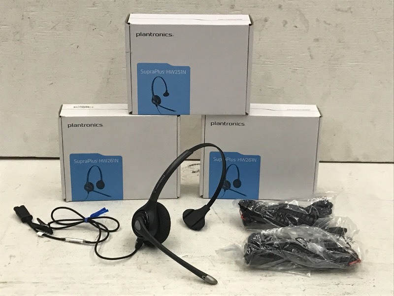 lot 61 image: (3) Plantronics Headphone Sets