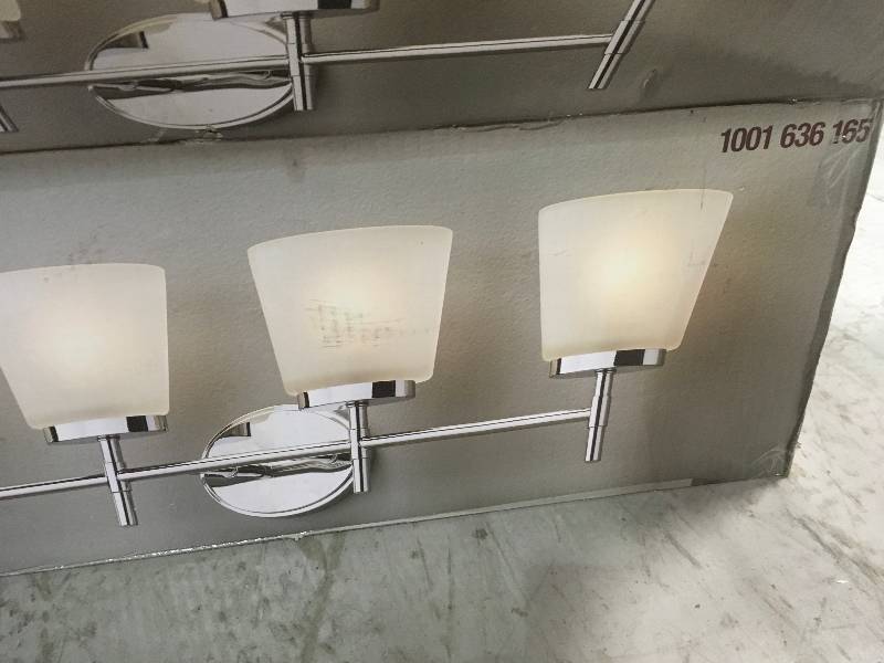 Home Decorators Collection 4-Light Polished Chrome Vanity Light with Frosted Oval Glass Shades Not Used