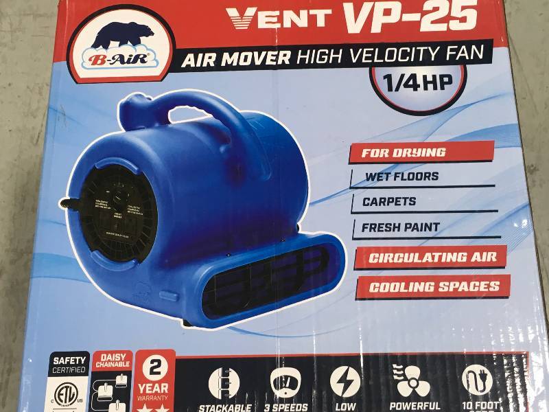 B-Air 14 HP Air Mover for Water Damage Restoration Carpet Dryer Floor Blower Fan Home and Plumbing Use, Blue not used