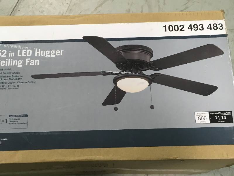 Hugger 52 in. LED Indoor Black Ceiling Fan not used