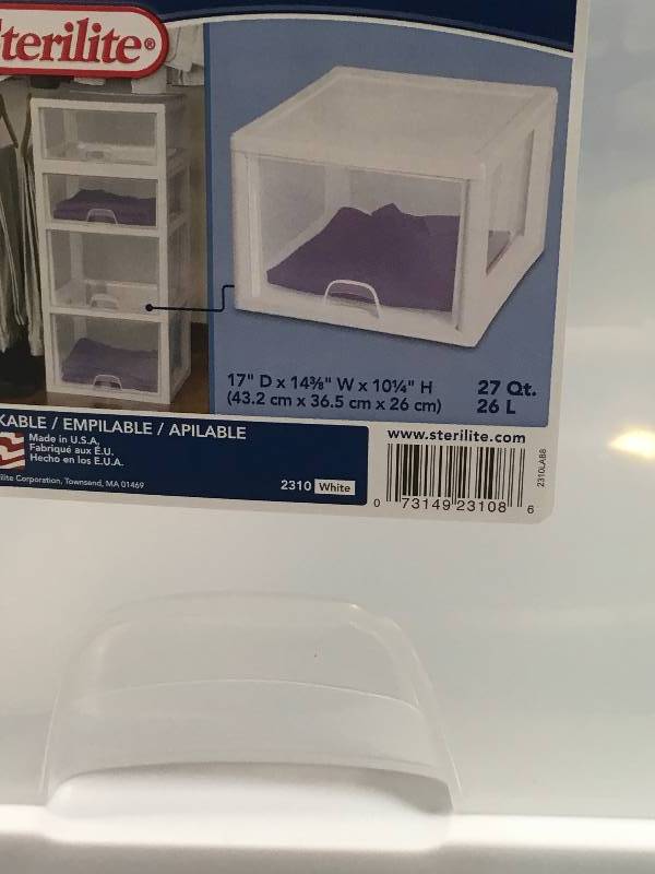 Sterilite 2310 27 Quart Single Stacking Drawer Clear Not Used