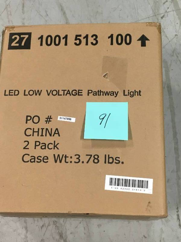 Hampton Bay Low-Voltage Black Outdoor Integrated LED Black Landscape Path Light with White Tulip Shade CASE 2 PACK not used