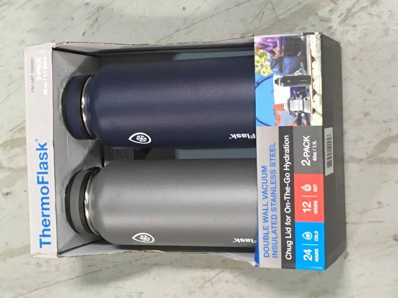 ThermoFlask 2-Pack Double Wall Vacuum Insulated Stainless Steel BlackGray 40 OZ