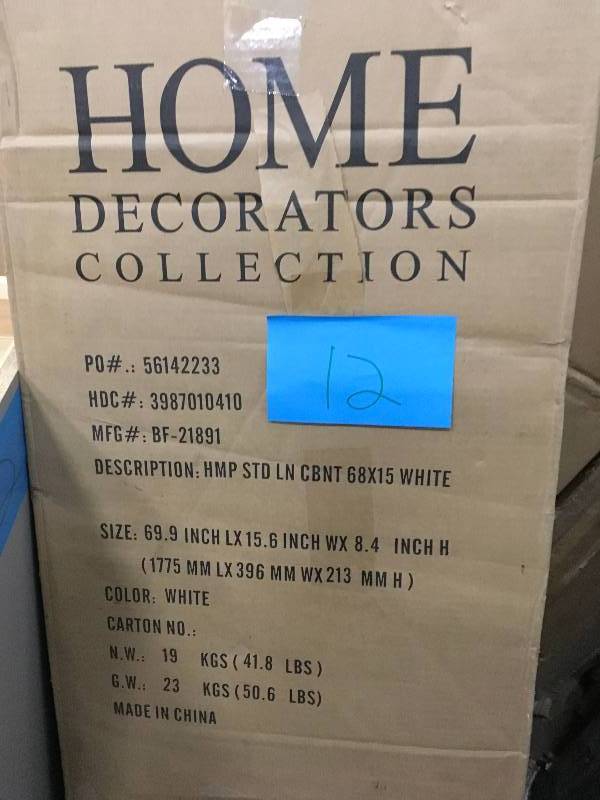 lot 12 image: Home Decorators Collection Hampton Bay 15 In. W Linen Cabinet In White BF-21891 68 X 15 Not used