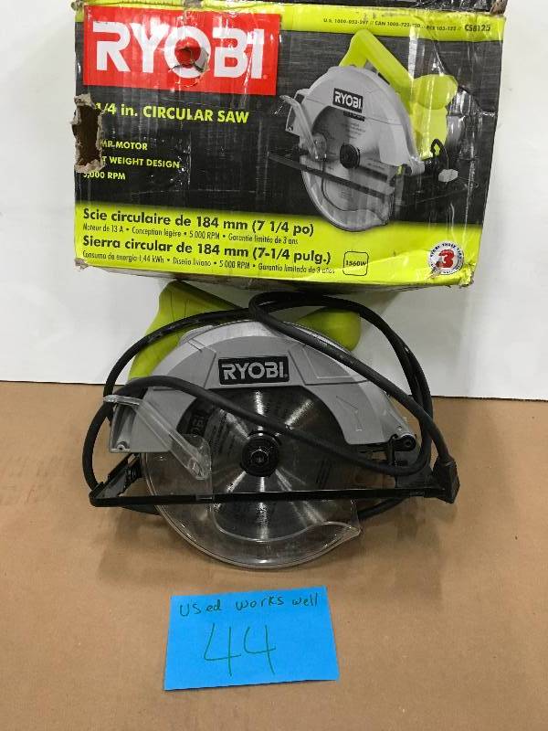 lot 44 image: RYOBI 13-Amp 7-14 in. Circular Saw Used in good working cond.
