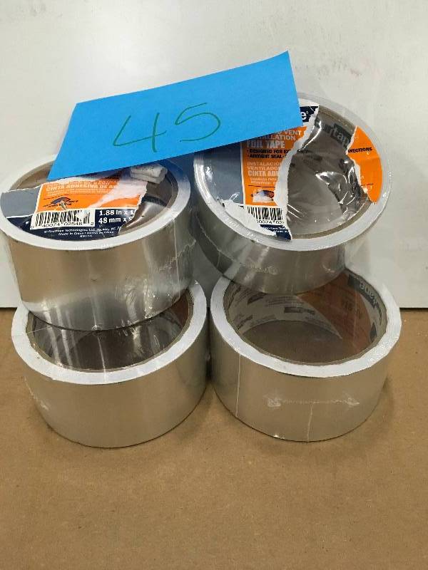 lot 45 image: Shurtape 1.88 in. x 10 yds. Aluminum Foil Repair Tape, Metallics Lot of 4 pcs