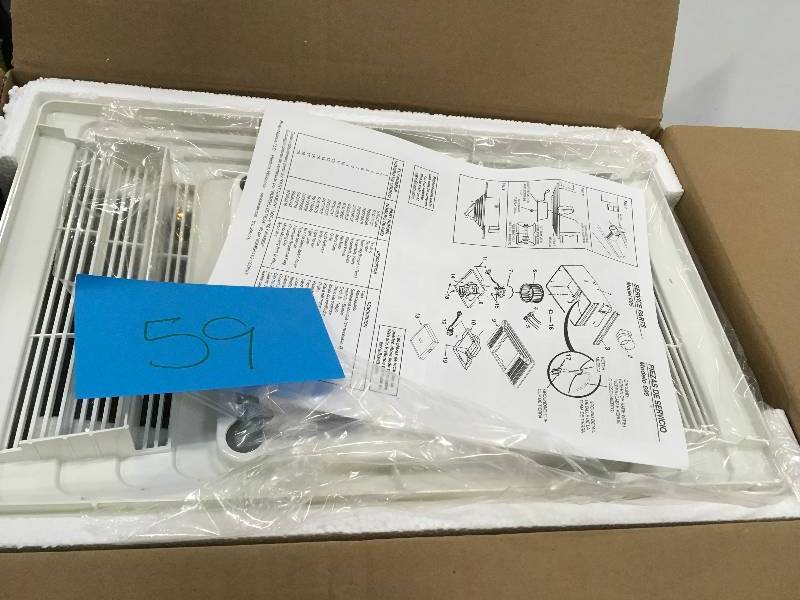 lot 59 image: Broan 696 100 CFM Ceiling Exhaust Fan with Light, White Not used
