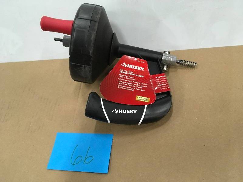 lot 66 image: Husky 14 in. x 25 ft. Power Drum Auger Not used