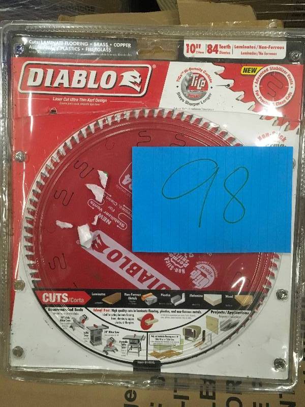 lot 98 image: Diablo 10 in. x 84-Teeth LaminateNon-Ferrous Metal Cutting Saw Blade