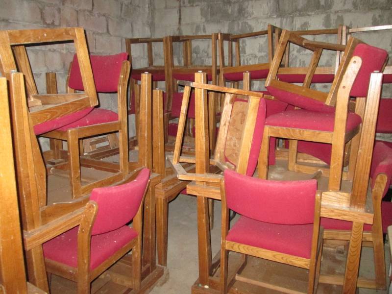 6 tables, 42 x 42 inch and matching...