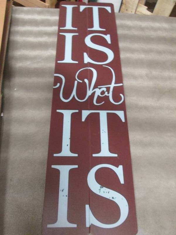 lot 40 image: It Is What It Is Wood Wall Plaque...