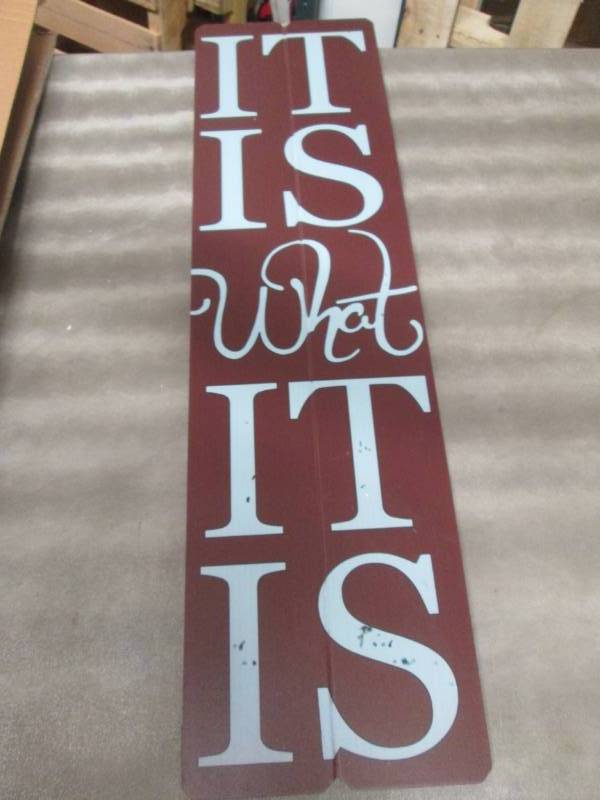 lot 42 image: It Is What It Is Wood Wall Plaque...