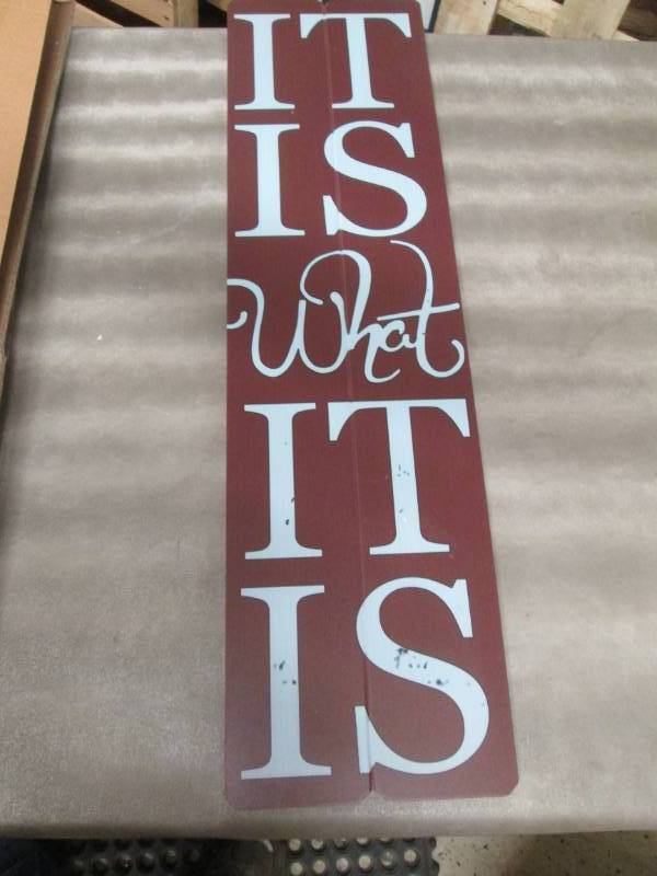 lot 43 image: It Is What It Is Wood Wall Plaque...