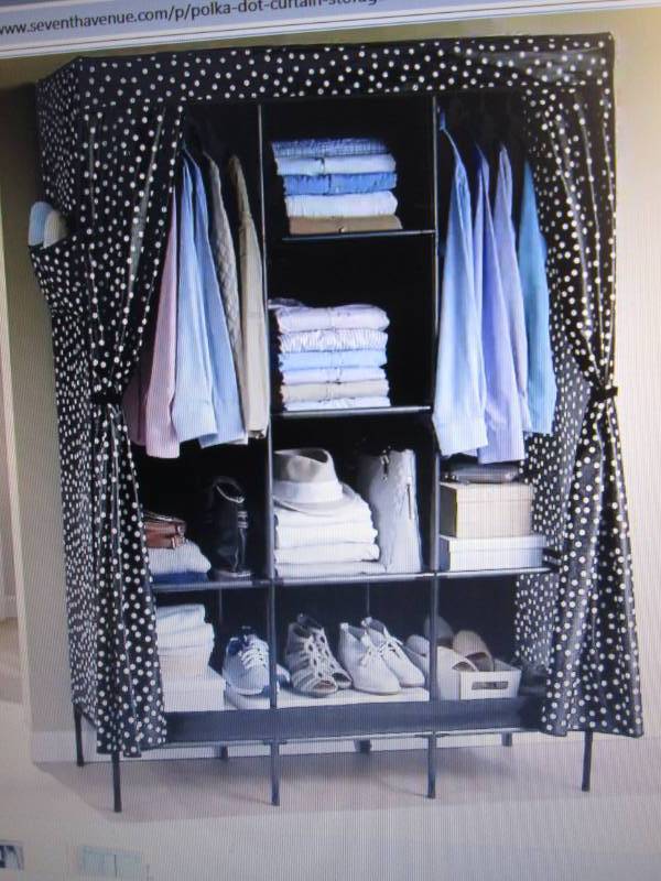 lot 90 image: Polka Dot Curtain Storage Closet op...