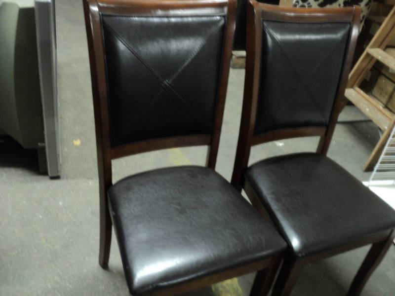 2 matching wood and leather look di...