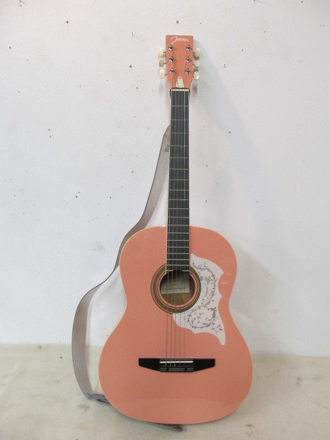 lot 19 image: Nice Pink Acoustic Guitar by Johnson