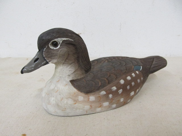 lot 29 image: Vintage Signed Carved & Painted Duck Decoy