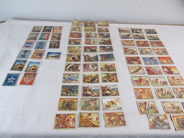 lot 59 image: Large Lot of Early 50s Topps FREEDOMS WAR Trading Cards