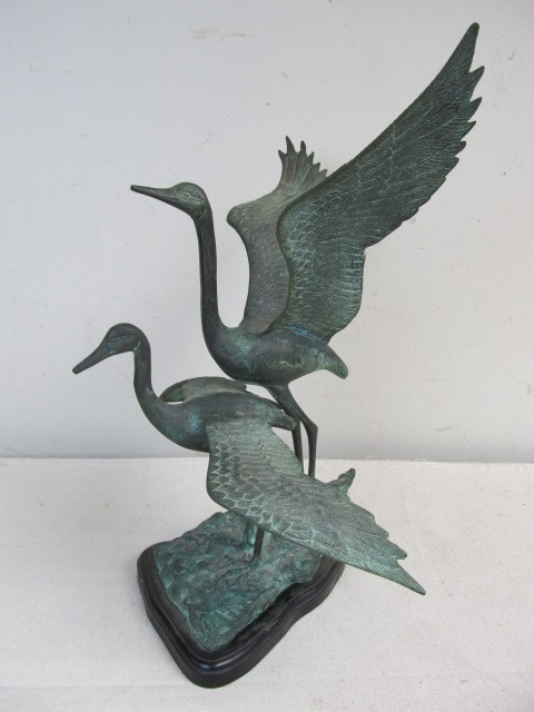 lot 7 image: Large 16 Cast Bronze Crane Statue