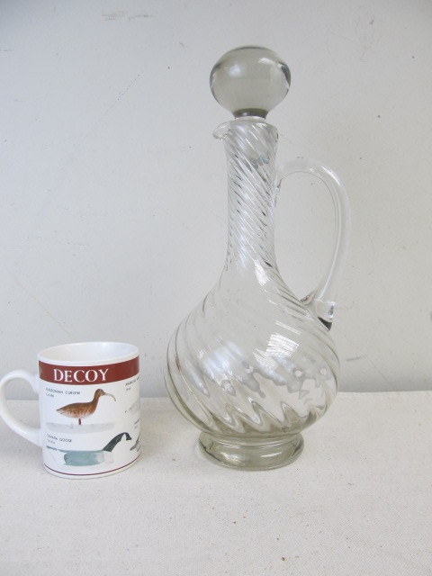 lot 172 image: Vintage Hand Blown Swirled Glass Decanter