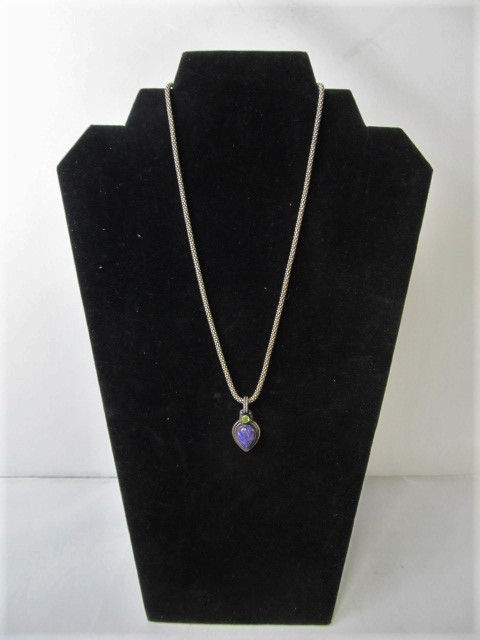 lot 183 image: Sterling Silver wSugilite & Citrine Pendant Necklace