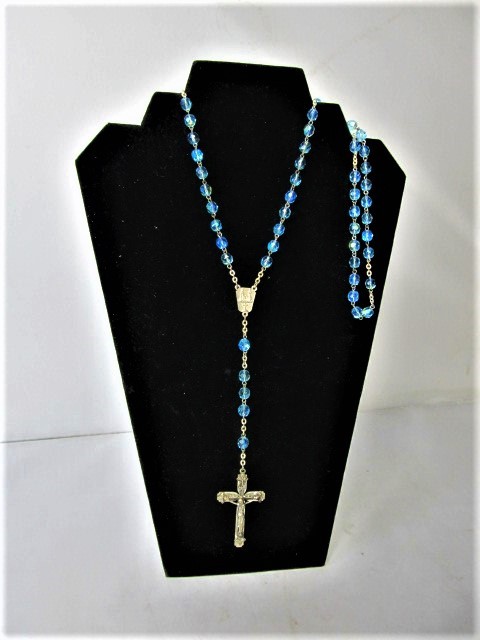 lot 184 image: Vintage Sterling Silver & Blue Swarovski Crystal Rosary