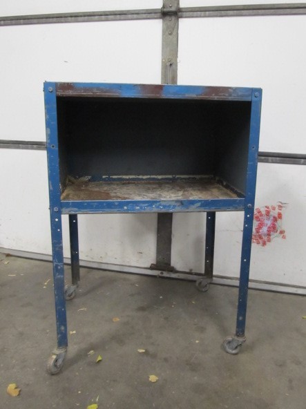 lot 83 image: Vintage Industrial Steel Rolling Shop Table